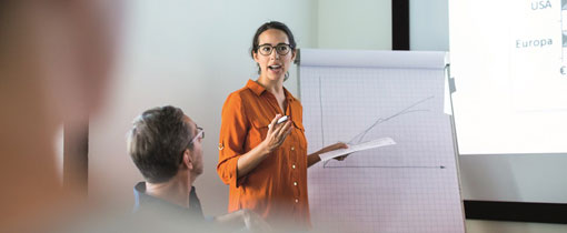 Business woman leading a presentation