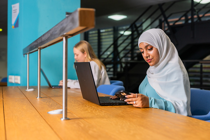 Student using laptop